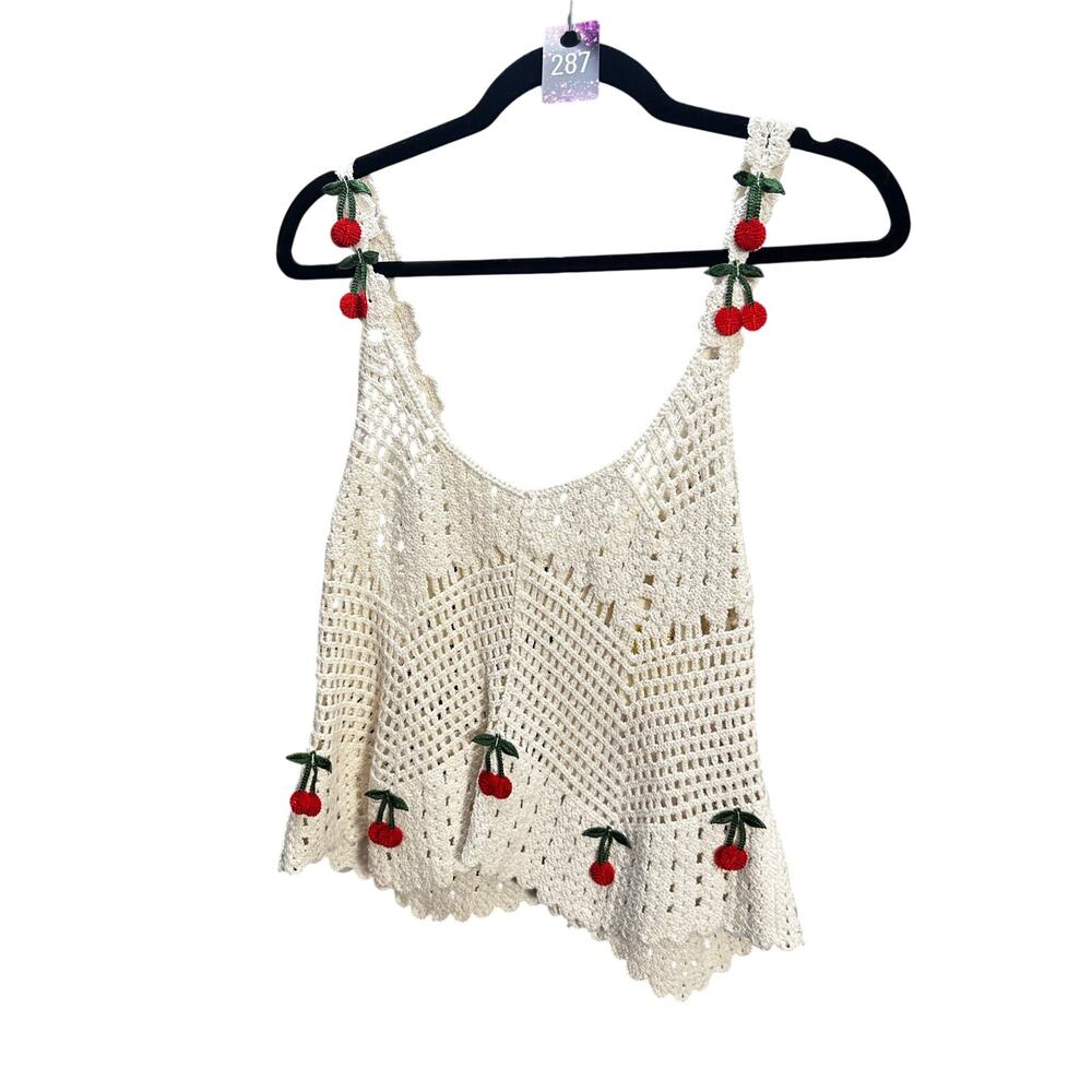 287-Rebellion Boho Crochet Tank size L NWT / PTP 17 - Picture 2 of 4